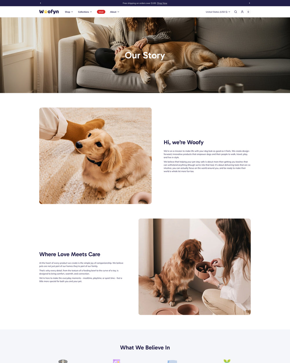 Wofyn - Pets About Page Template for Shopify | Ecombe