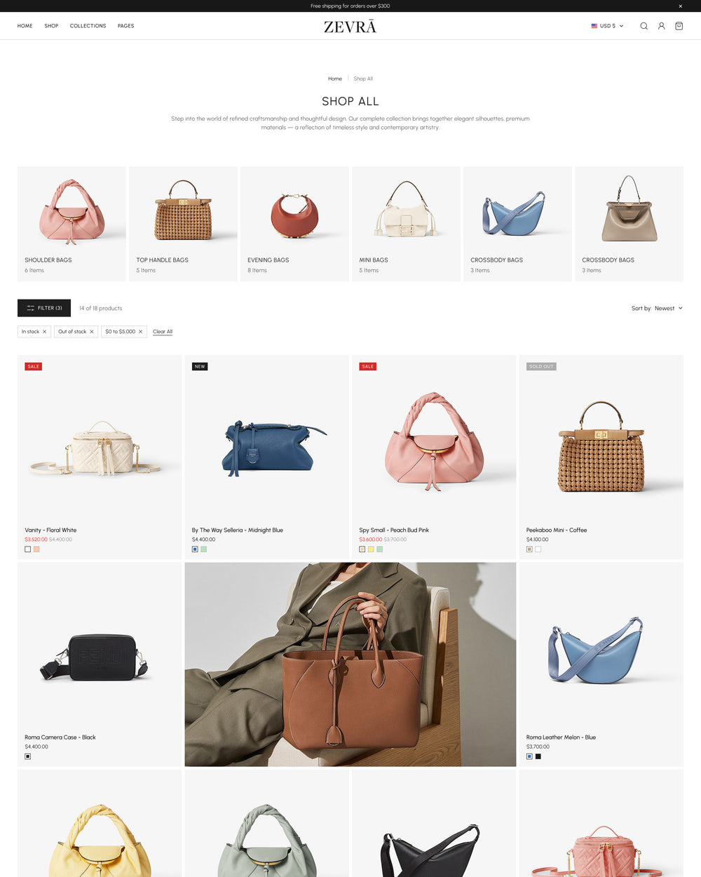Zevra - Bags Collection Page Template for Shopify | Ecombe