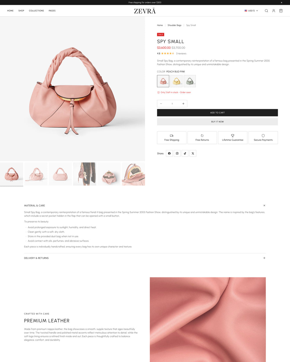 Zevra - Bags Product Page Template for Shopify | Ecombe